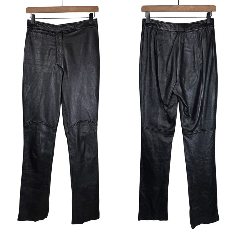 Wilsons Leather Maxima Black 100% Genuine Leather Straight Leg High Rise Pants